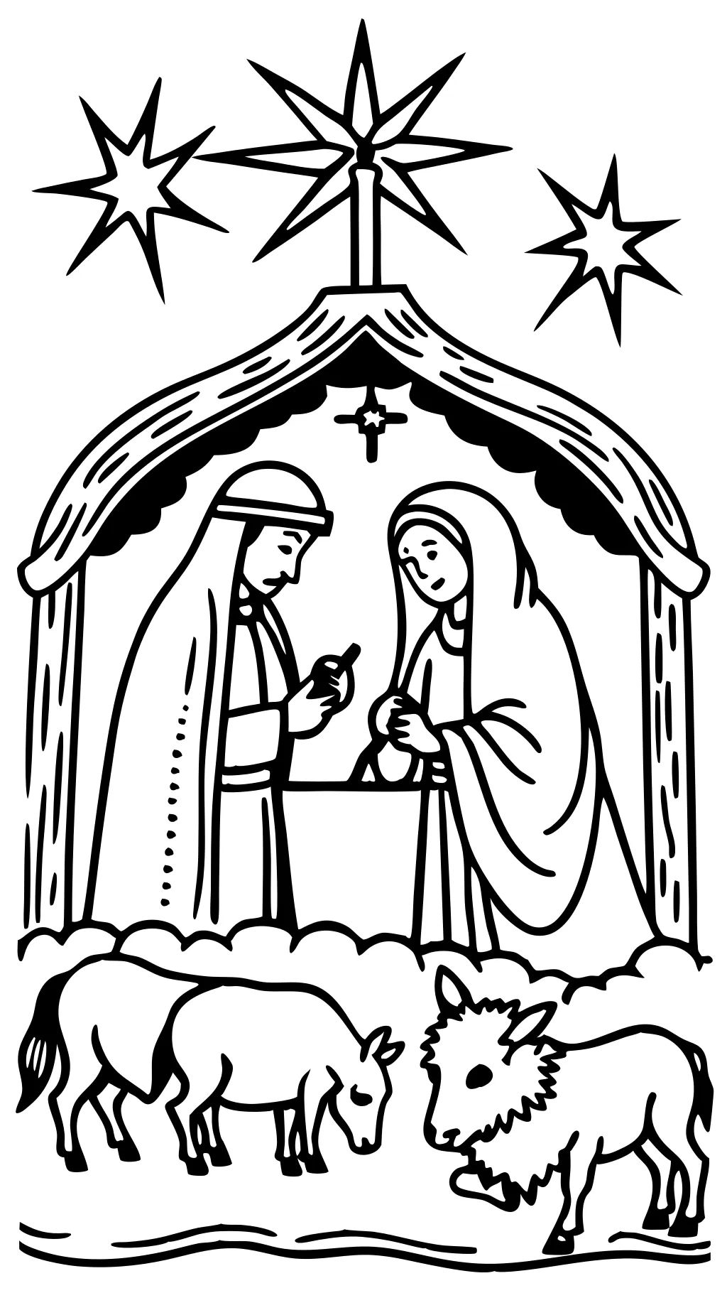 coloring page of jesus in the manger